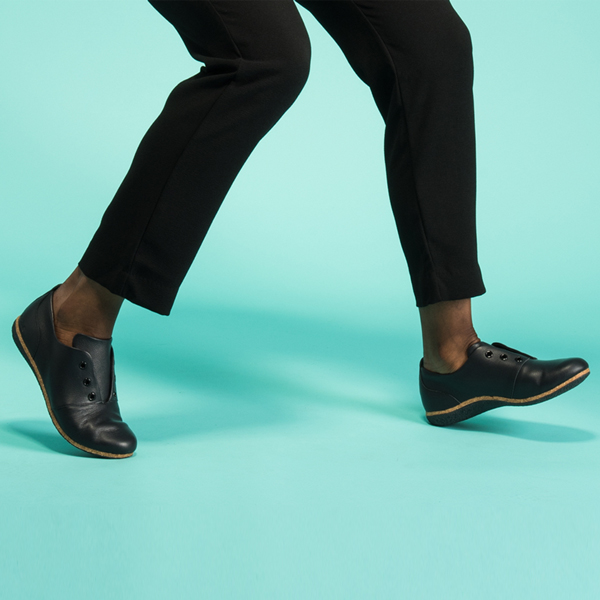 Sole Women's District Shoe by ReCORK Lark paired with black trousers