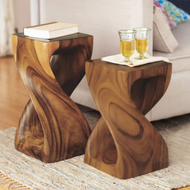 VivaTerra Hand-Carved Twisty Stool Collection